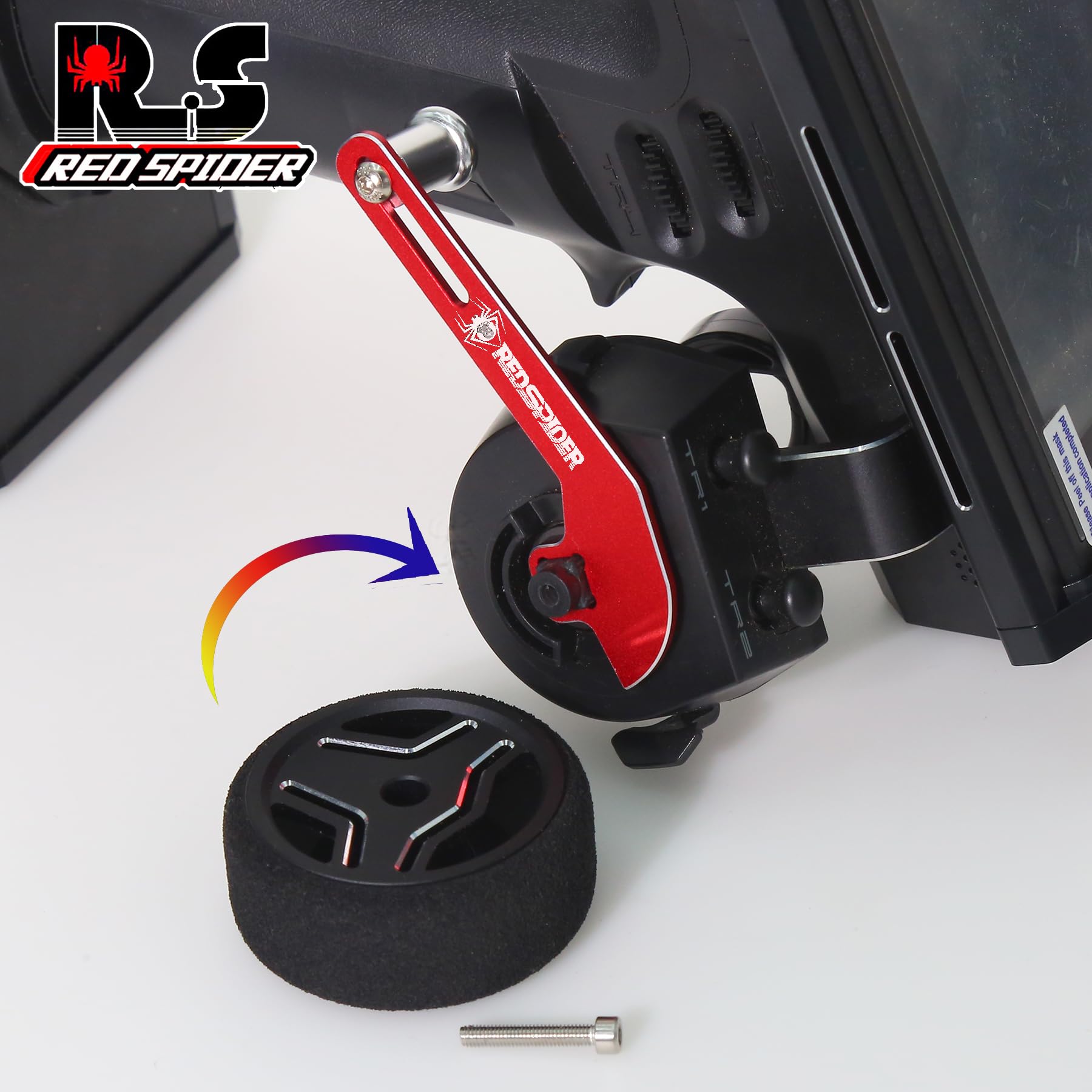 REDSPIDER RC Transmitter Steering Wheel Trigger?Alloy Steering Wheel TriggerOne Hand Control Accessory Adapter? for Flysky NB4,NB4+,NB4PRO?RC Transmitter. (Carbon Fibre)
