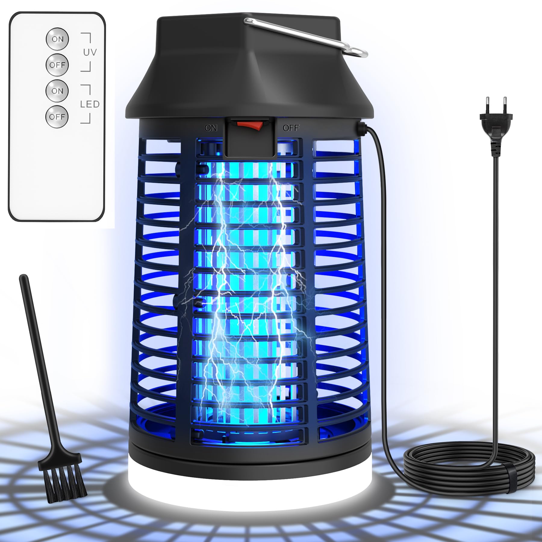 WUEAOA Insektenvernichter elektrisch Mit Fernbedienung, 4200V 15W UV Mückenlampe, Fliegenfalle elektrisch mückenfalle für Innen Außen, IPX4, Anti Mücken, Fliegen, Motten