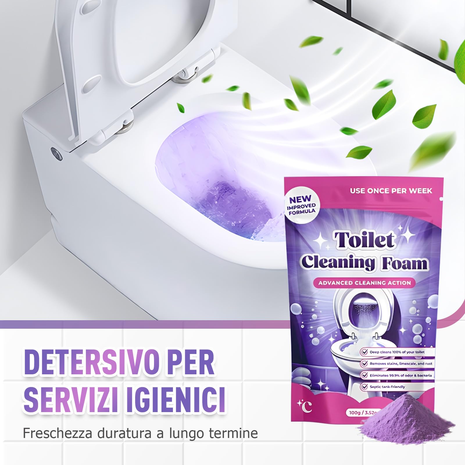 Disincrostante WC, 2026 Nuovo Detergente Anticalcare in Detergente per WC, Self-Cleaning Foam, Scioglie Gli Ingorghi Elimina Incrostazioni di Calcare e Ruggine per la Pulizia di W C e Bagno (1Pcs)