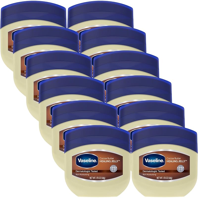 Vaseline Gelatina de Vaselina com Manteiga de Cacau, 1,75 oz cada, Pacote com 12