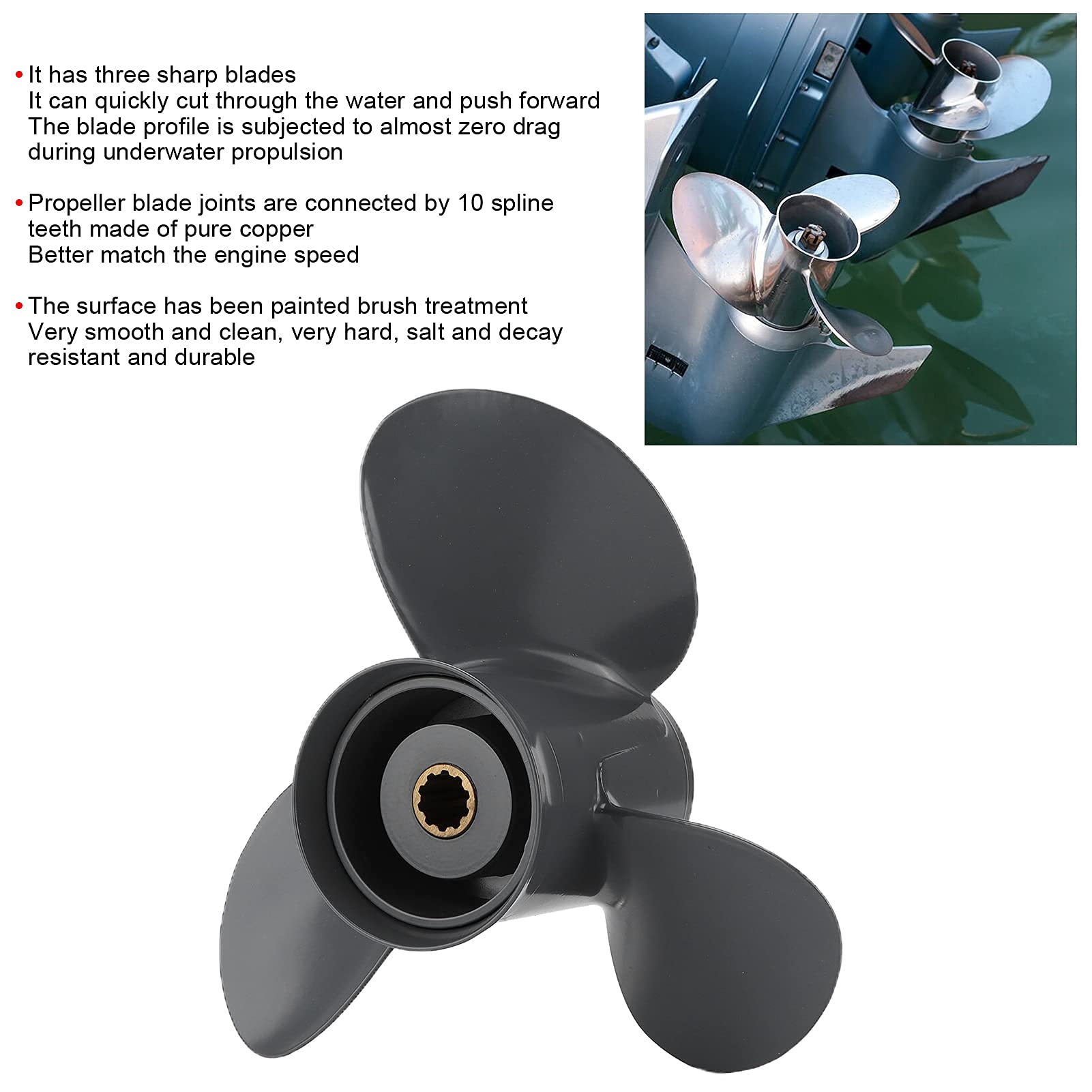 Hélice De Moteur Hors-bord En Aluminium 8 1/2X9 Pour Nissan Mercury 8-9.8HP 3B2-64517-1 - Grandado