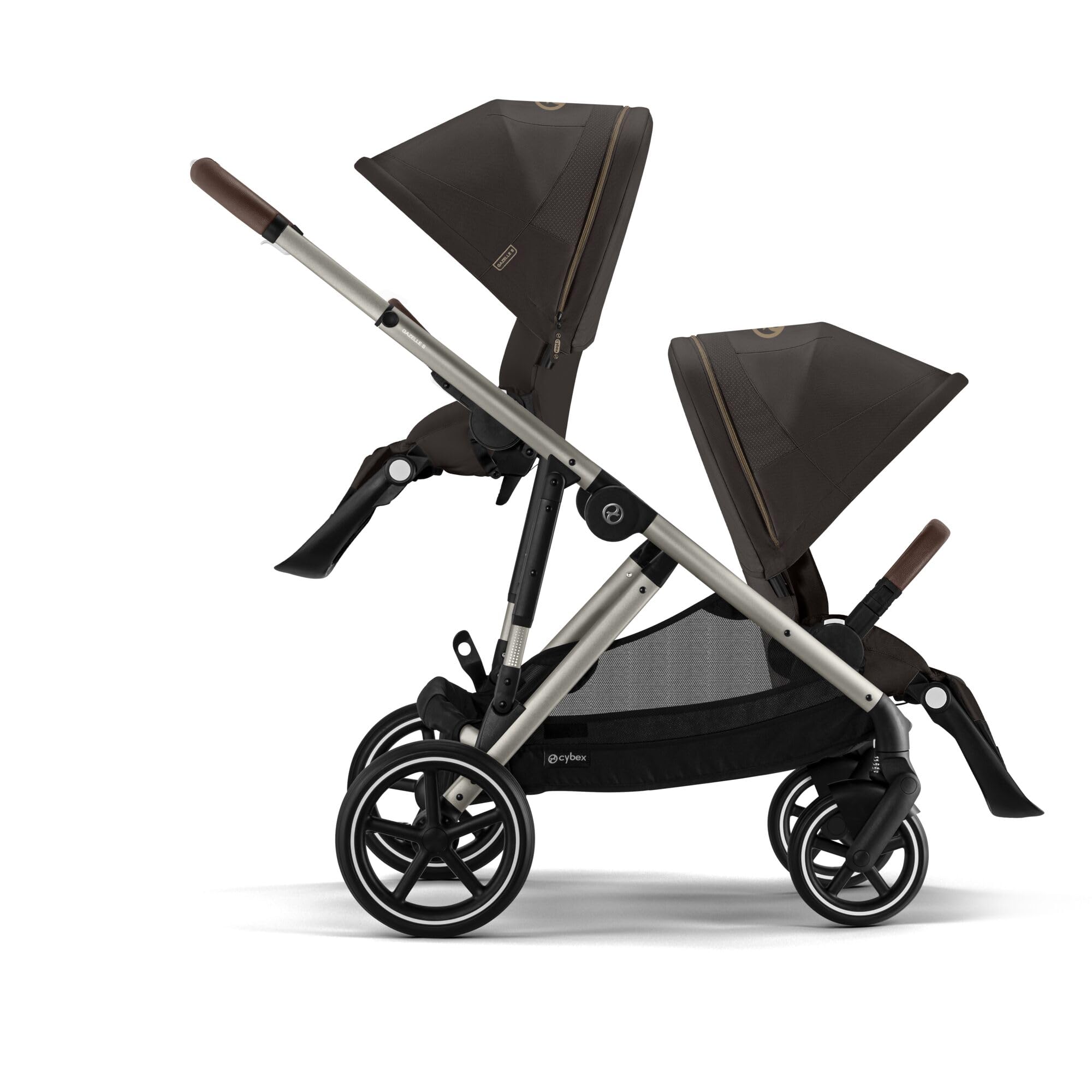 CYBEX Poussette Gold GAZELLE S, De la naissance à environ 4 ans, Max. 22 kg (mode simple) / 2x 22 kg (mode duo), Système tout-en-1 avec 20+ configurations, Brun chocolat