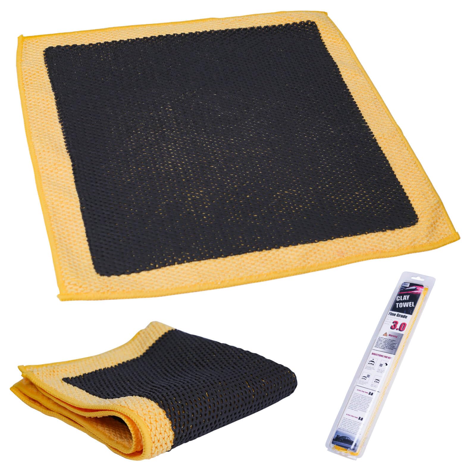 Clay Towel 3.0 for Cars, Clay Bar Towel Scratch-Free Autocare Detailing Polishing, Removing Tar Paint Tree-Sap Guano Contaminants, Fine Grade, 12" x 12" (30cm x 30cm), Yellow