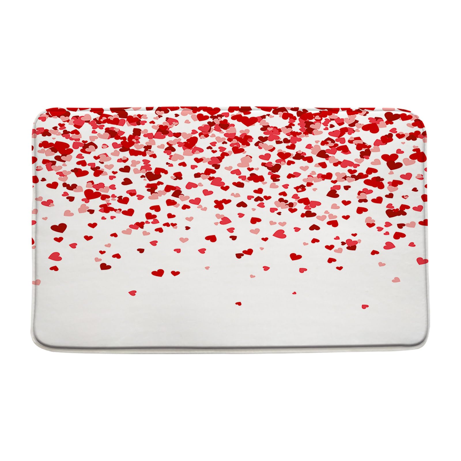 GCTNBJL Red Heart Bath Mat Falling Heart Sweet Love Valentines Romantic Couple Woman Bathroom Kitchen Memory Foam Rug,17.8x29.5 Inch