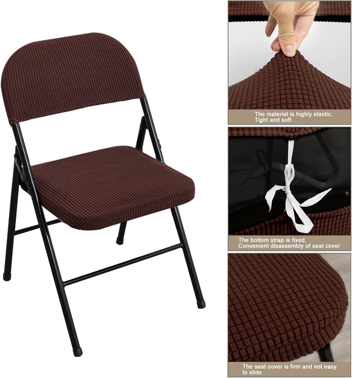 ストレッチベルベットチェアカバー - ダイニングルーム、オフィス、宴会場に最適な、洗濯可能な折りたたみ式スリップカバー - 6枚パッ