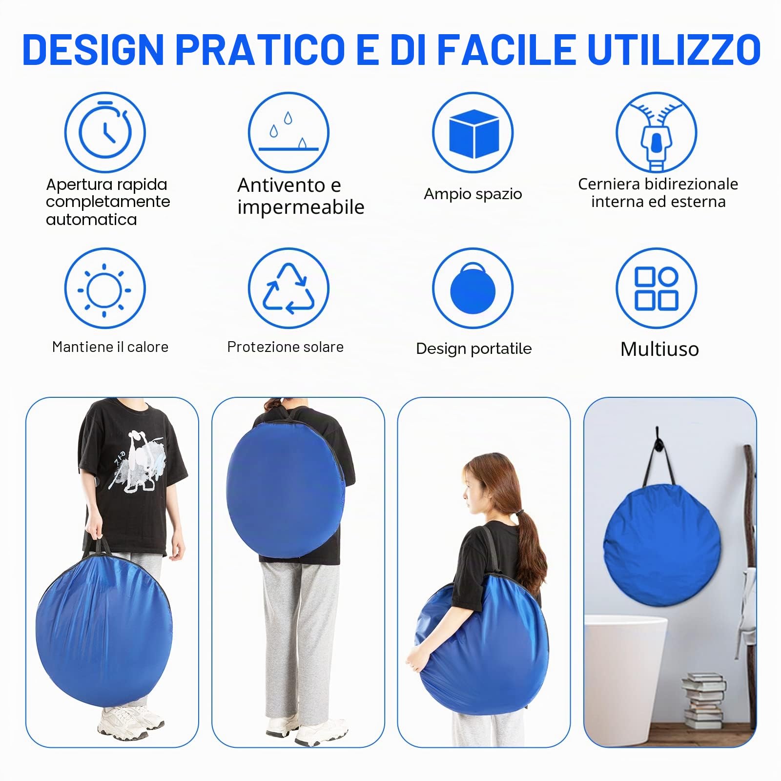 Tenda pop-up con protezione per la privacy, da campeggio, per la privacy, per esterni, campeggio, roulotte, picnic, doccia, pesca, blu