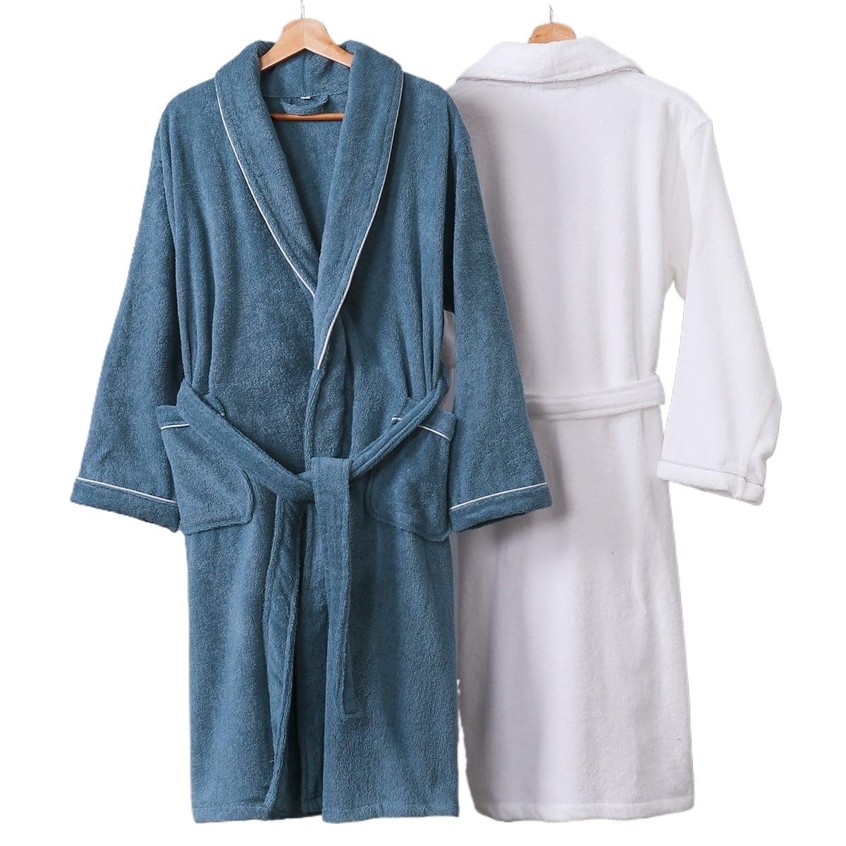 Albornoz,Bata de Baño Albornoz de baño Blanco for Mujer, Bata de Hotel, Sauna y Piscina, Bata de Felpa de algodón Suave, Bata de baño Larga de Gran tamaño for Hombres(Blue,Women Large)