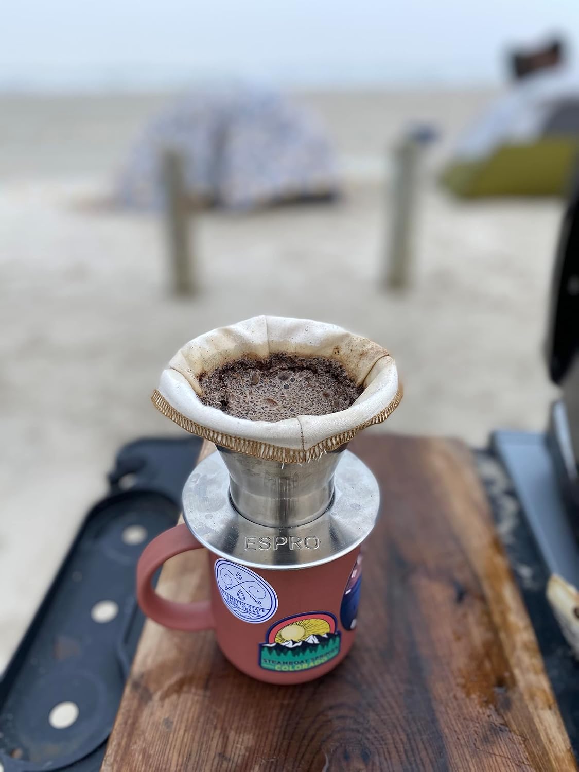 CoffeeSock 'The Original' Reusable Organic Cotton Coffee Filters - Made to fit Espro® Bloom (2 Filters) - USA Made - Ultra-Durable 1 Year Filter Set - Eco-Friendly Compostable Cloth- ESPRO image 2