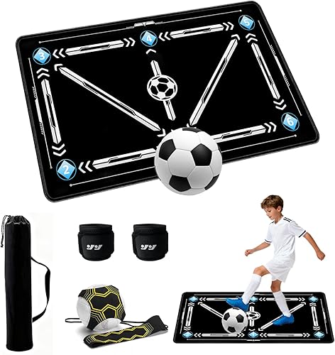 Miniatura 8 de Equipo de entrenamiento de fútbol, tapete de entrenamiento de fútbol de 35 x 24 pulgadas, tapete de entrenamiento de pasos de fútbol para juego de