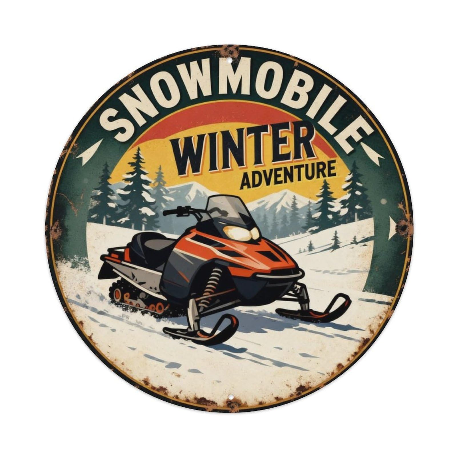 Snowmobile Winter Adventure Metal Tin Sign Plaque