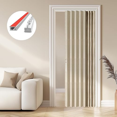Miniatura 30 de AJAZZ Cortinas 100% Opacas para Puertas Corredizas de Entrada, Puertas de Acordeón para Entrada, Cortina Magnética para Puerta de Dormitorio Sala de