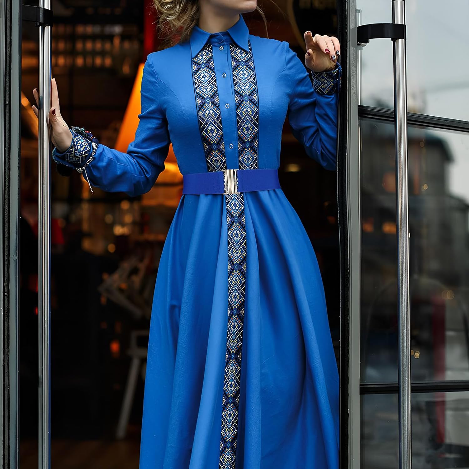 VONMELLI Wide Elastic Stretchy Belts for Women - Trimmer Stretch Waistband Retro Waist Belt for Dresses - Image 2