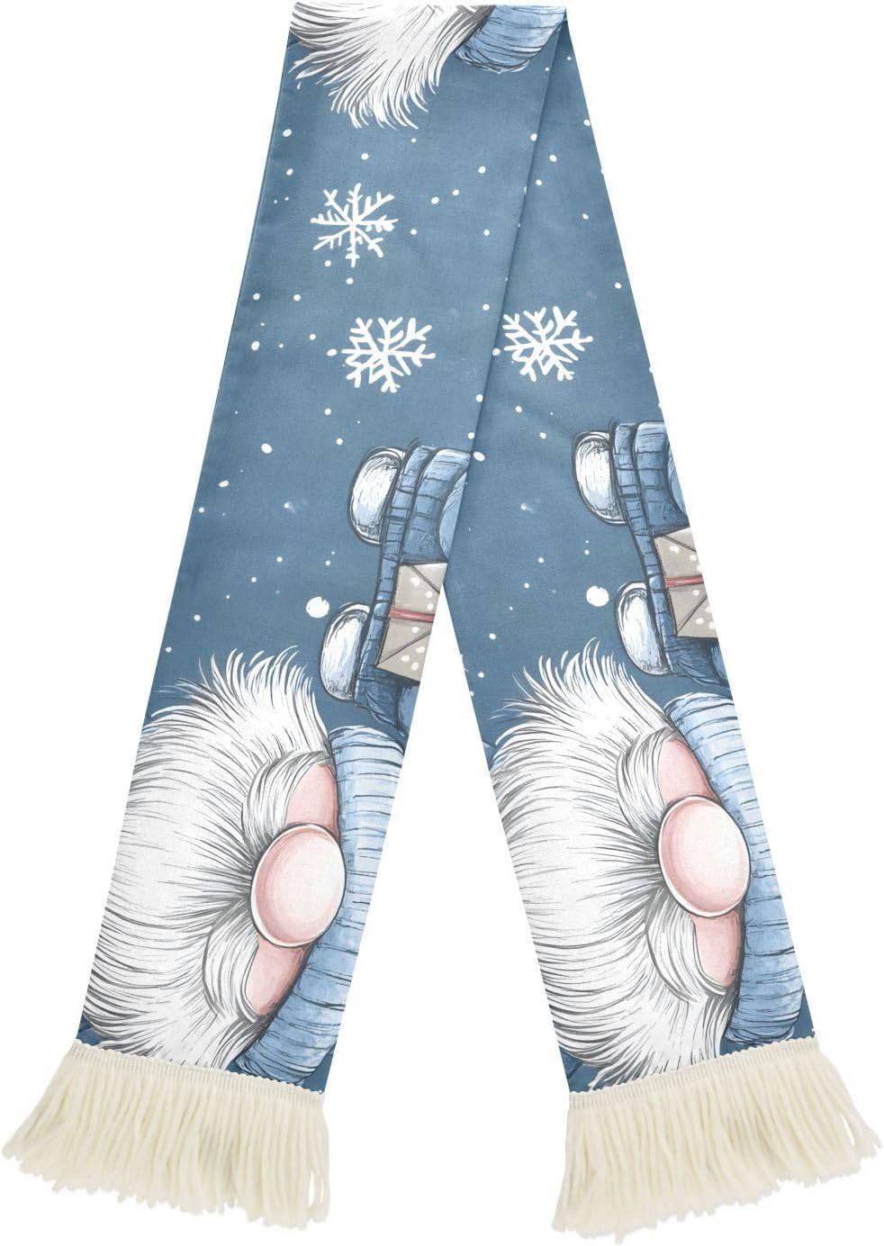 CHIFIGNO Gnome Snowflakes Blue Sports Fan Scarf, Polyester Cheer Scarf, Soft Quick Dry Stadium Accessory for Match Days and Team Events
