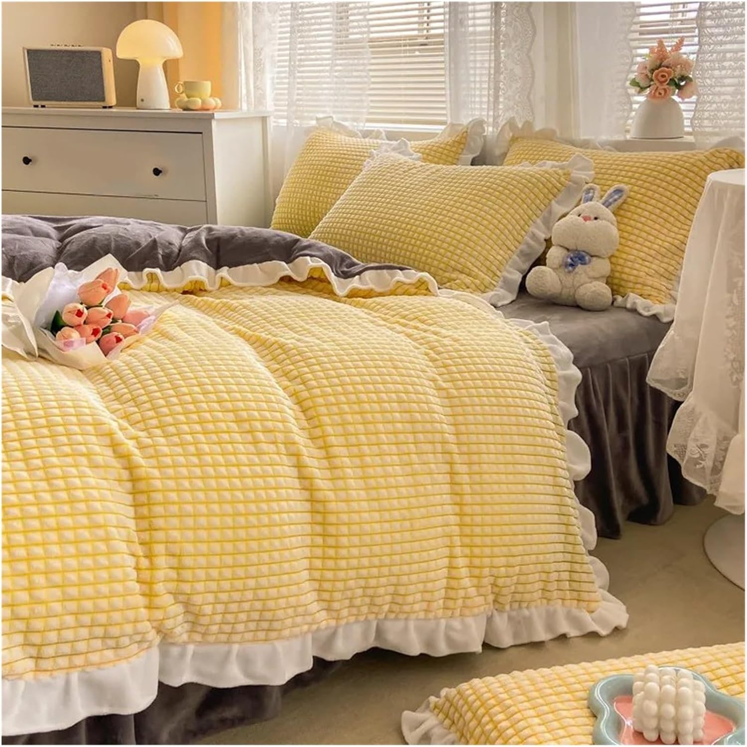Bed, Winter Thickened facecloth Quilt Cover Warm Coral Velvet Quilt Cover Sheet Pillowcase Soft Luxury Quilt Cover Bedding Set, 150x200cm-3pc, MM-102