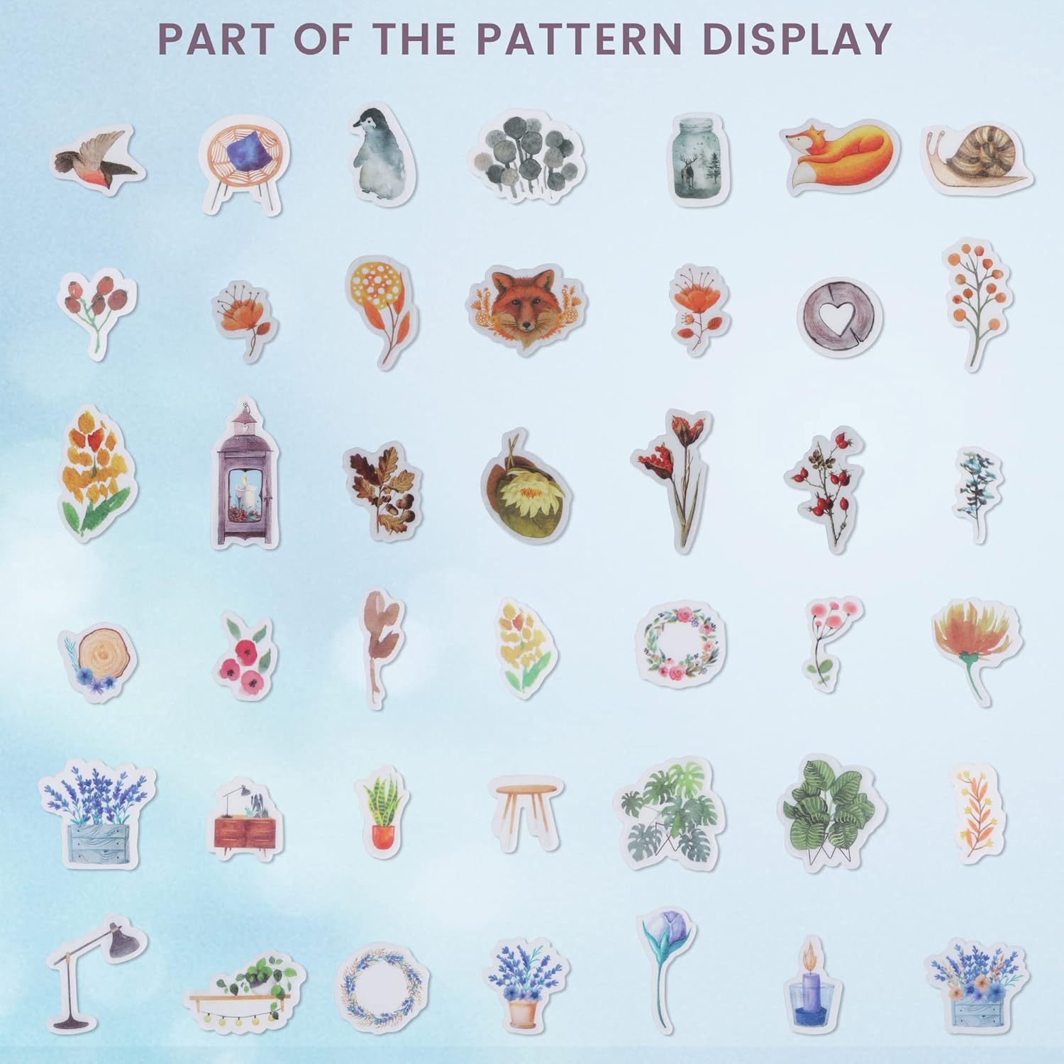 molshine 320pcs Decoration Washi Stickers-Forest Animal Plant Flowers Series Decals for DIY,Notebook,Personalize,Laptops,Scrapbook,Luggage,Cars,Sealing -8 Packs