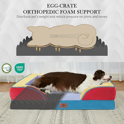 Miniatura 329 de Comfort Expression - Cama ortopédica para perros extragrandes, 53 x 42 pulgadas, cama impermeable y de apoyo de espuma con cojines removibles, con