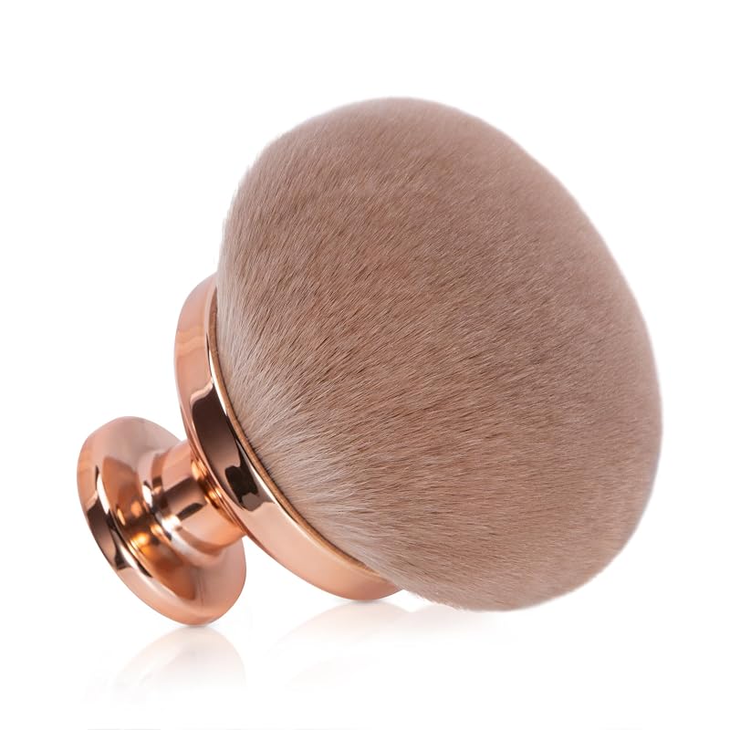 Pincel Kabuki BABYSHEEP para Esfumar e Aplicar Maquiagem Corporal, Cabeça Redonda de 90 mm, Rose Gold -Larger