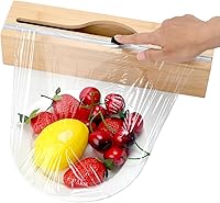 Wooden Plastic Wrap Dispenser with Slide Cutter - Fits 12" Cling Wrap, Foil & Parchment - Kitchen Organizer Holder