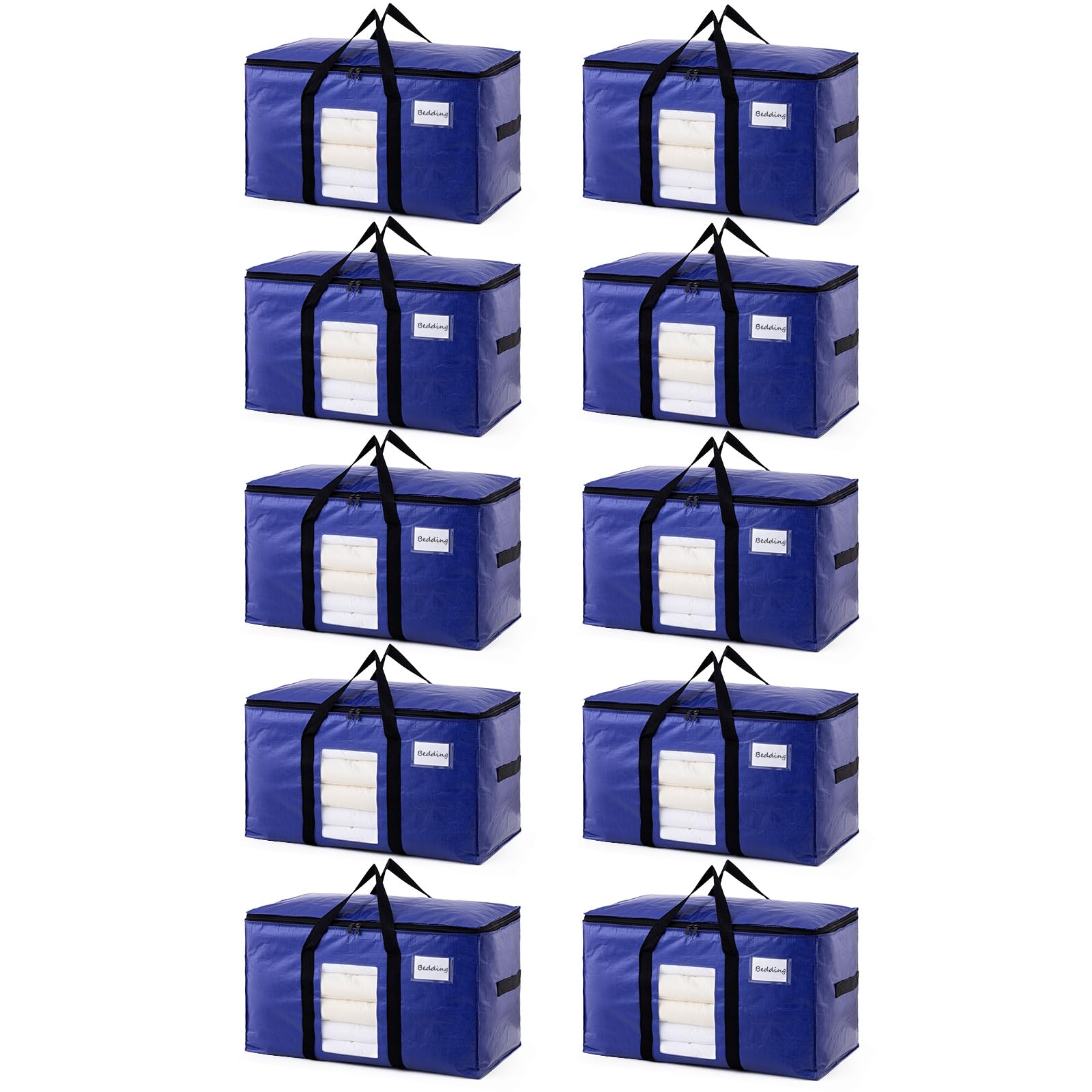 TAILI 10 Pack Dark Blue XXL Moving Bags,Storage Bags with Visible Window