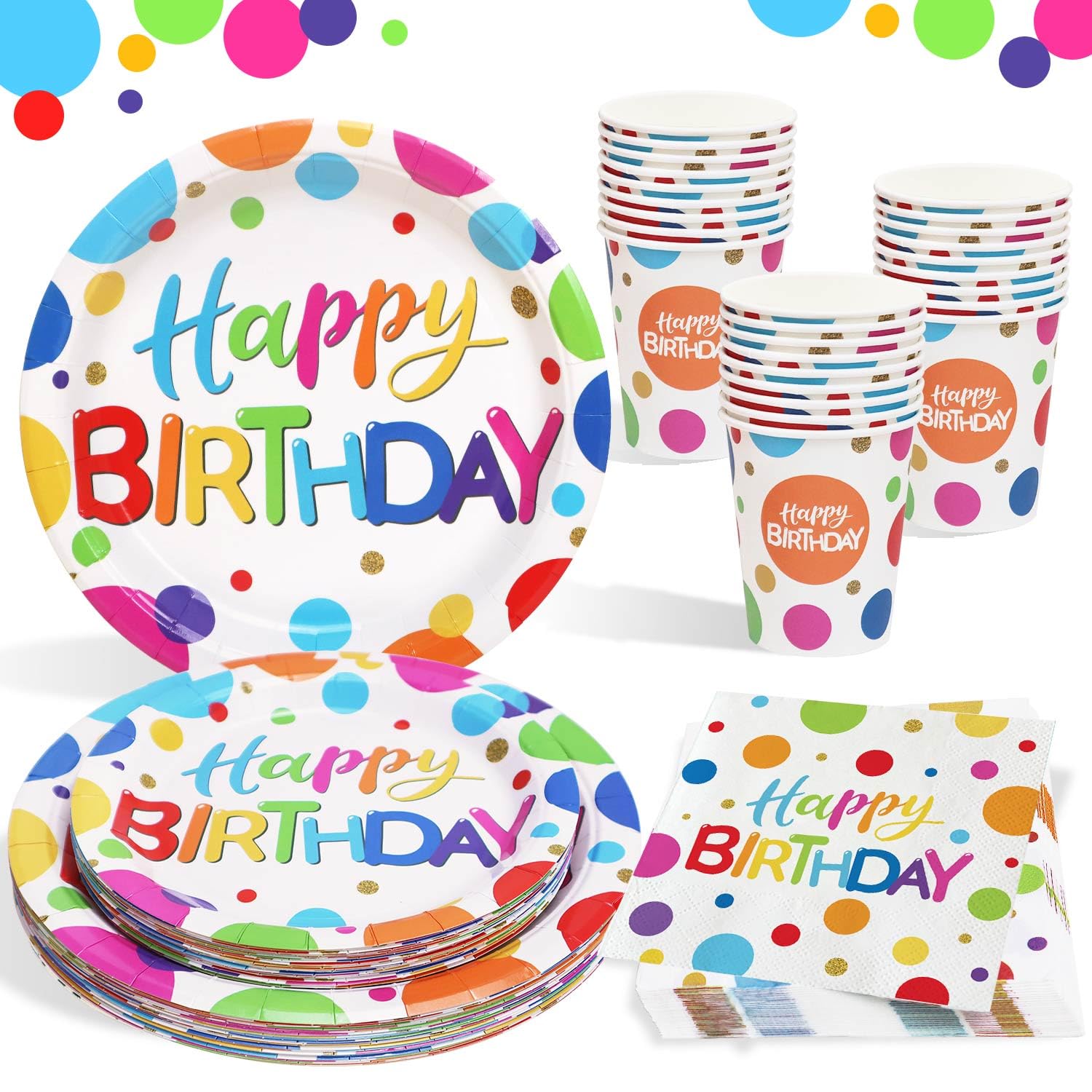 Vaisselle Jetable Anniversaire Rosa Gold Or 24 Invités, Assiettes