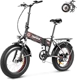 ANCHEER Folding Electric Bike for Adults, Electric Bicycle with 500W Brushless Motor(Peak 800W), 48V/499Wh Hidden Battery, Up to 55 Miles, 20"*4.0 Fat Tire Ebike, 7 Speed Gear