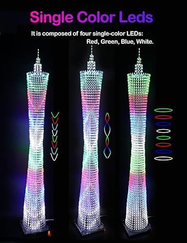Miniatura 3 de Kit electrónico de bricolaje modelo de torre de cantón LED, kit de proyecto de soldadura hecho a mano, 64 círculos LED, altura 3.3 ft (GZT-64)
