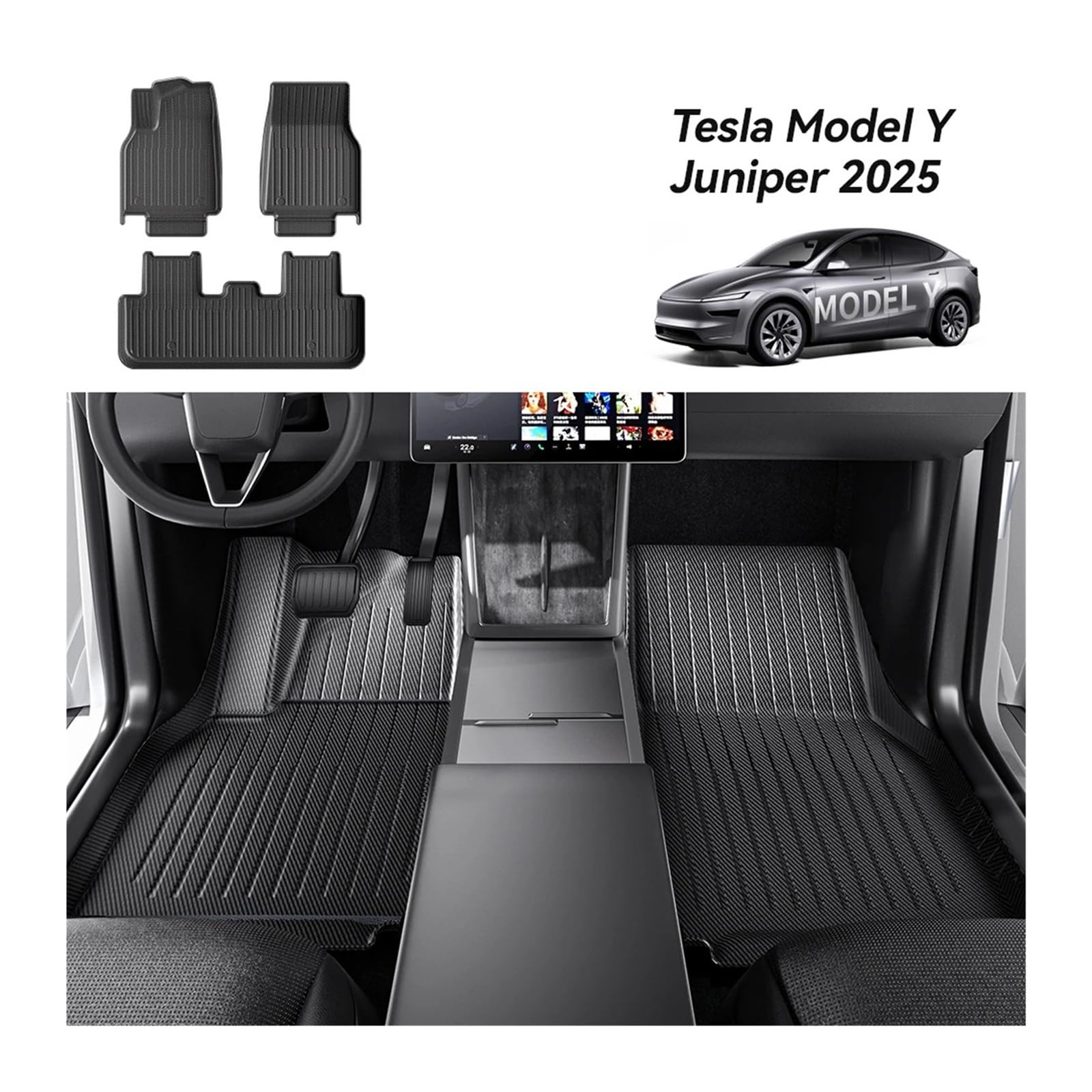 Dywanik podłogowy TPE z włókna węglowego kompatybilny z Tesla Model Y Juniper 2025, dywaniki do bagażnika na każdą pogodę, wykładziny podłogowe, maty do oparć, akcesoria(Front Trunk Mat)