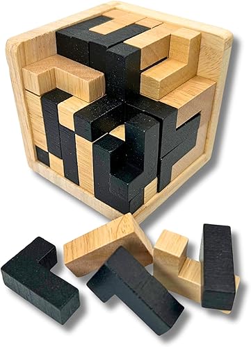 Cubo de rompecabezas de madera para el cerebro accesorios de oficina geniales para escritorio, rompecabezas de bloques y rompecabezas de cubo para