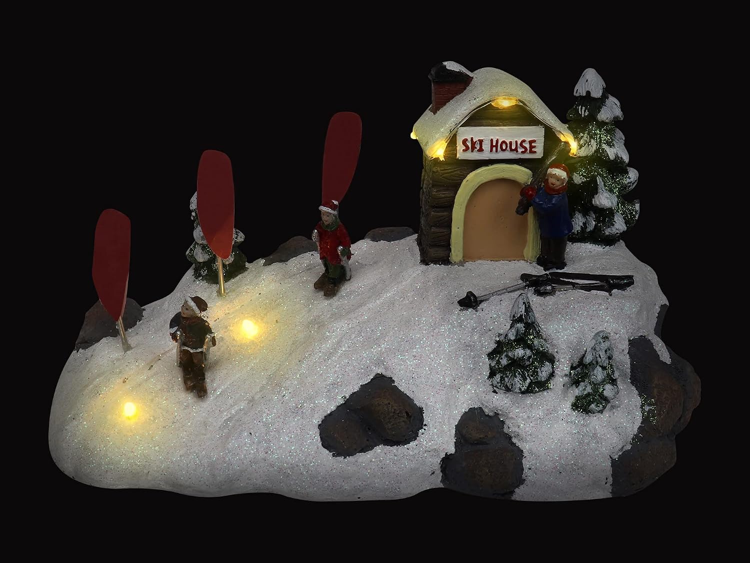 Christmas Village Tabletop Ski Down The Mountain - Pre-lit Winter Snow Village - Perfect Addition to Your Christmas Indoor Home Decorations - Great Centerpiece for Your Collection - A Thoughtful Gift