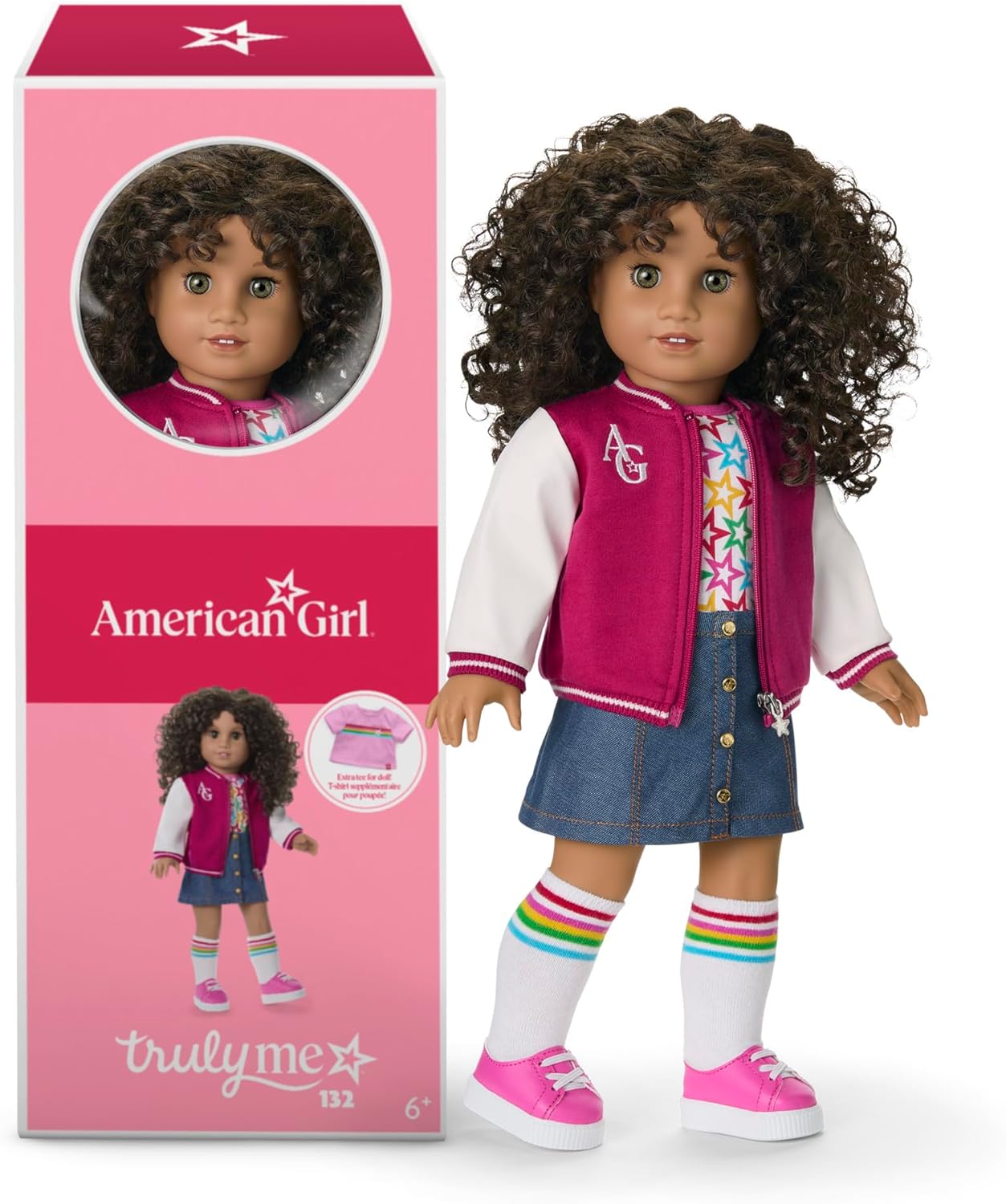 American Girl, Truly Me 18-inch Doll #132 with Hazel Eyes, Curly Dark-Brown Hair, Tan Skin, for Ages 6+