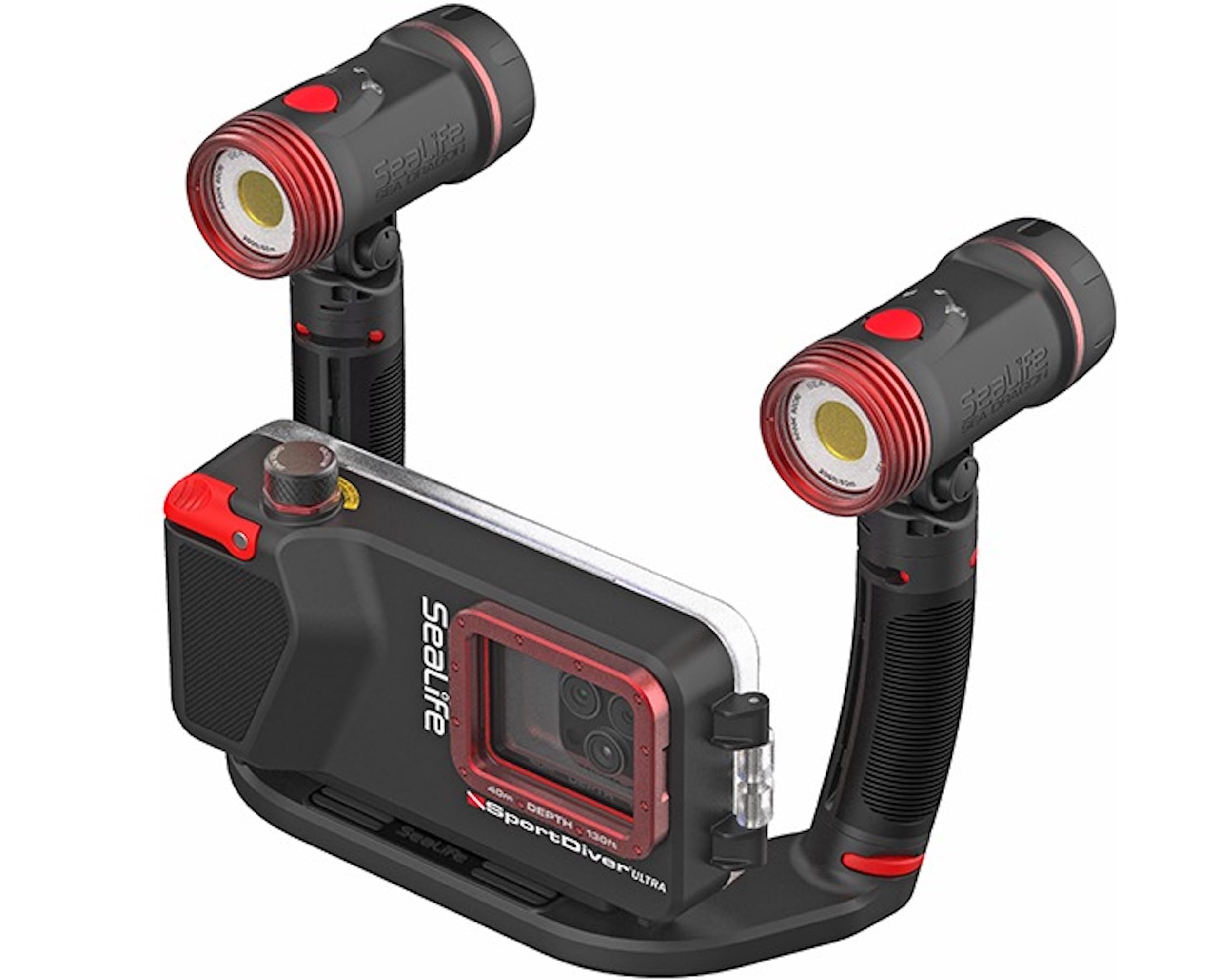 SeaLife SportDiver Ultra Underwater Smartphone Scuba Housing & Dual (2) Sea Dragon 2500 Lumen Lights, Waterproof Photography, Easy Camera Controls,