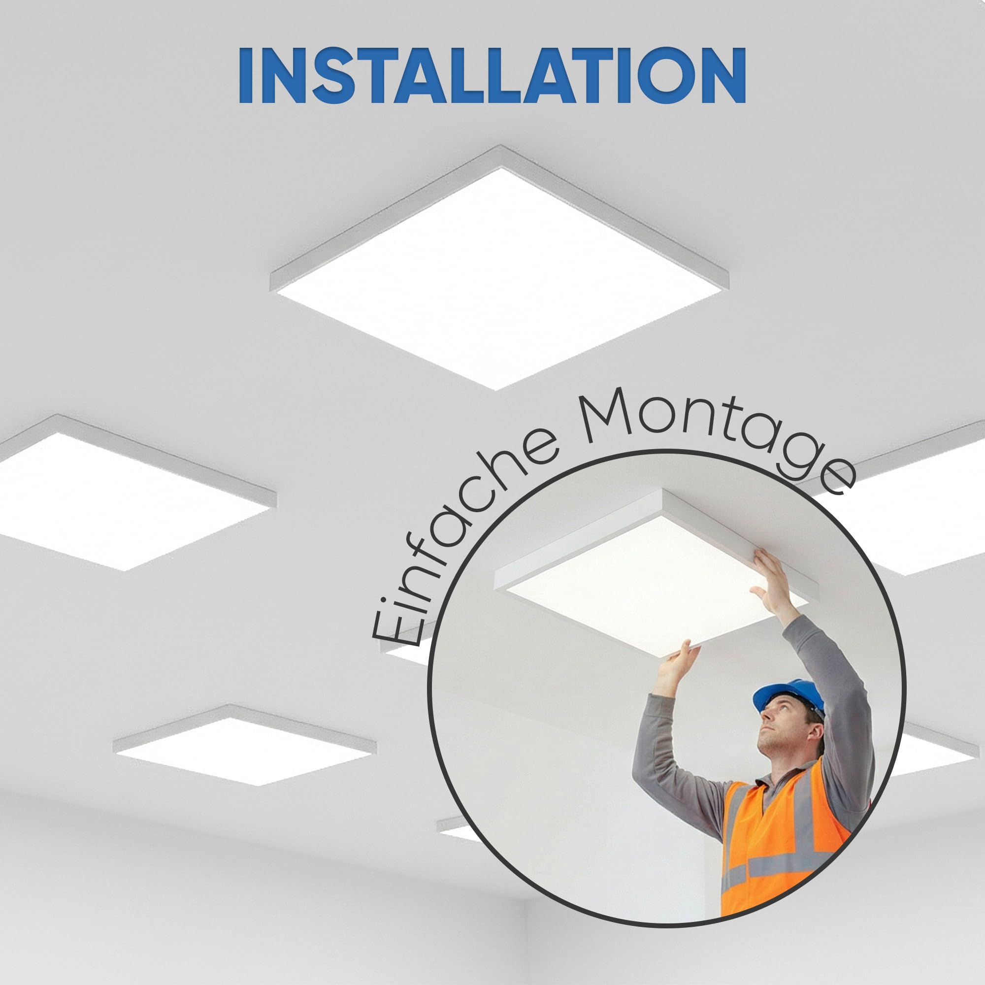LECOM LED Panel 62x62 cm Kaltweiß 6500K 4000lm Aufputz mit Aufbaurahmen