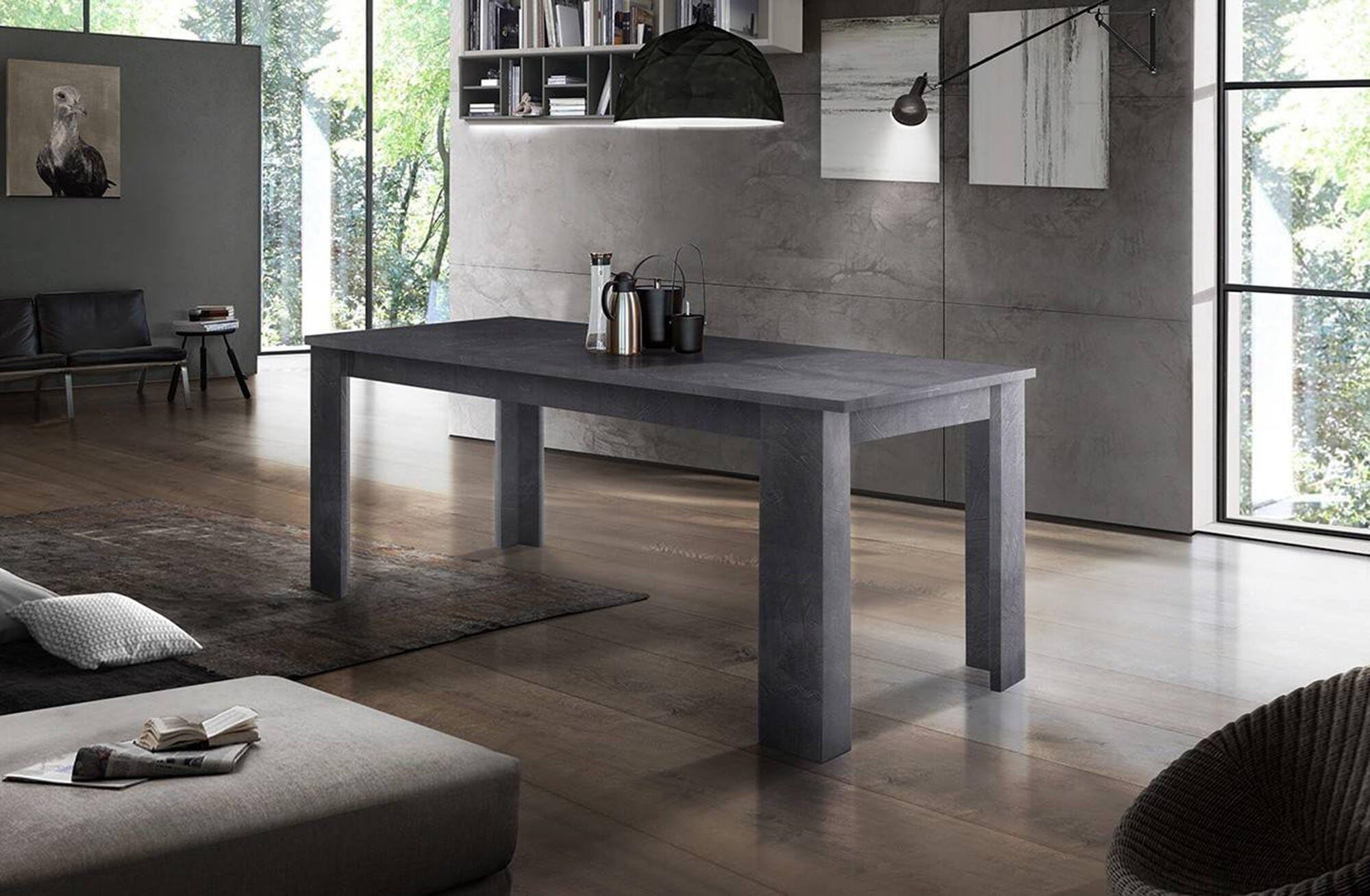 Dmora - Nanni extendable table, Extendable console up to 10 seats, Extendable console 100% Made in Italy, 140/190x90h75cm, Slate