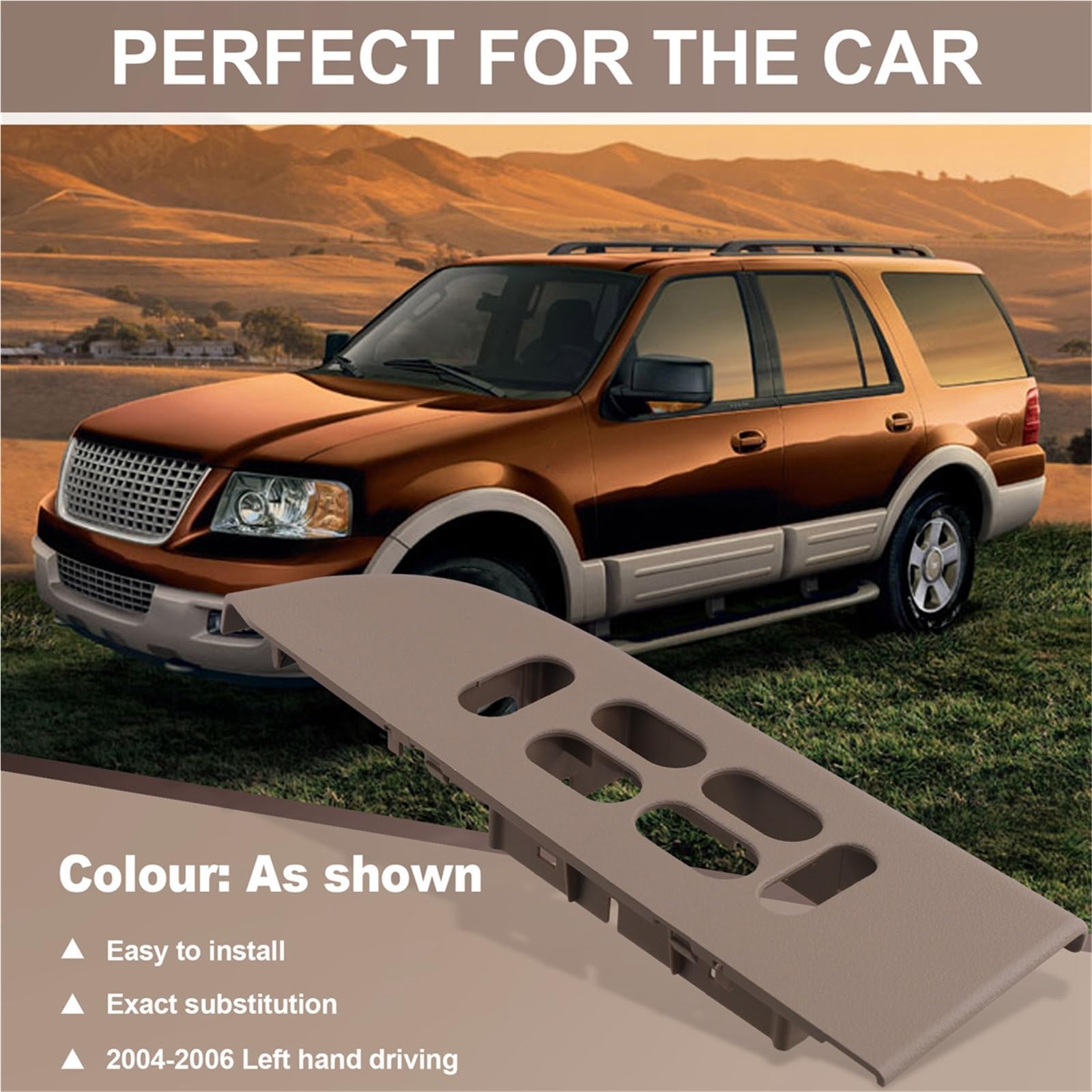 Regulator szyby Przełącznik szyby elektrycznej Samochód Przedni Panel Drzwi Kierowca Strona Szyby Przełącznik Bezel Listwa Ozdobna 4L1Z14525AAA Pasuje Do Ford Expedition 2004-2006 LHD A