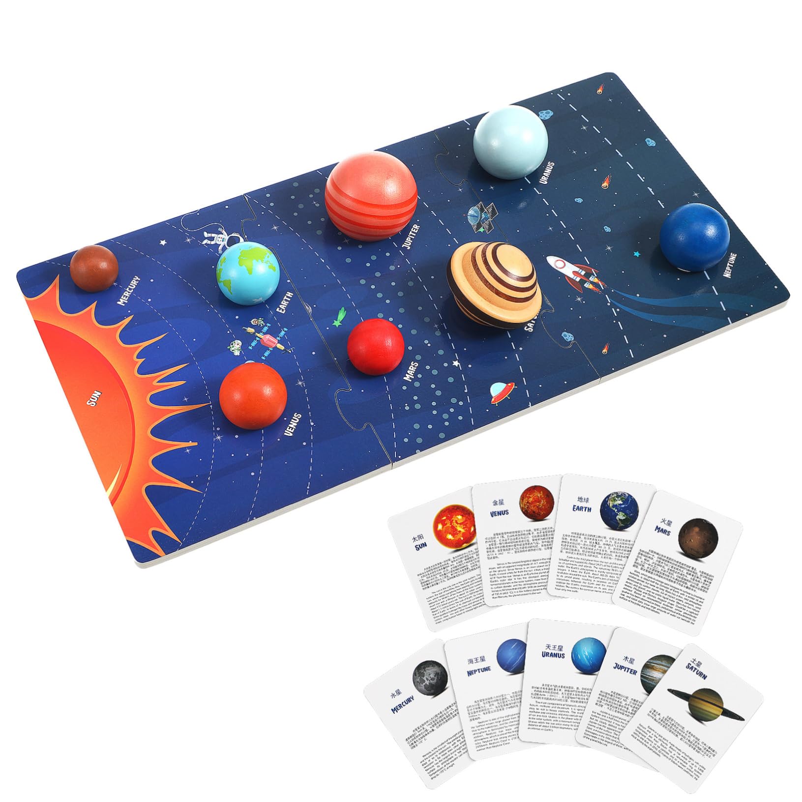 SUPVOX Puzzle Solare in Legno Dei Pianeti Per Bambini, Giocattolo Educativo Spaziale Resistente, Versione Multifunzionale Dei Pianeti Per Bambini Dai 3 Anni