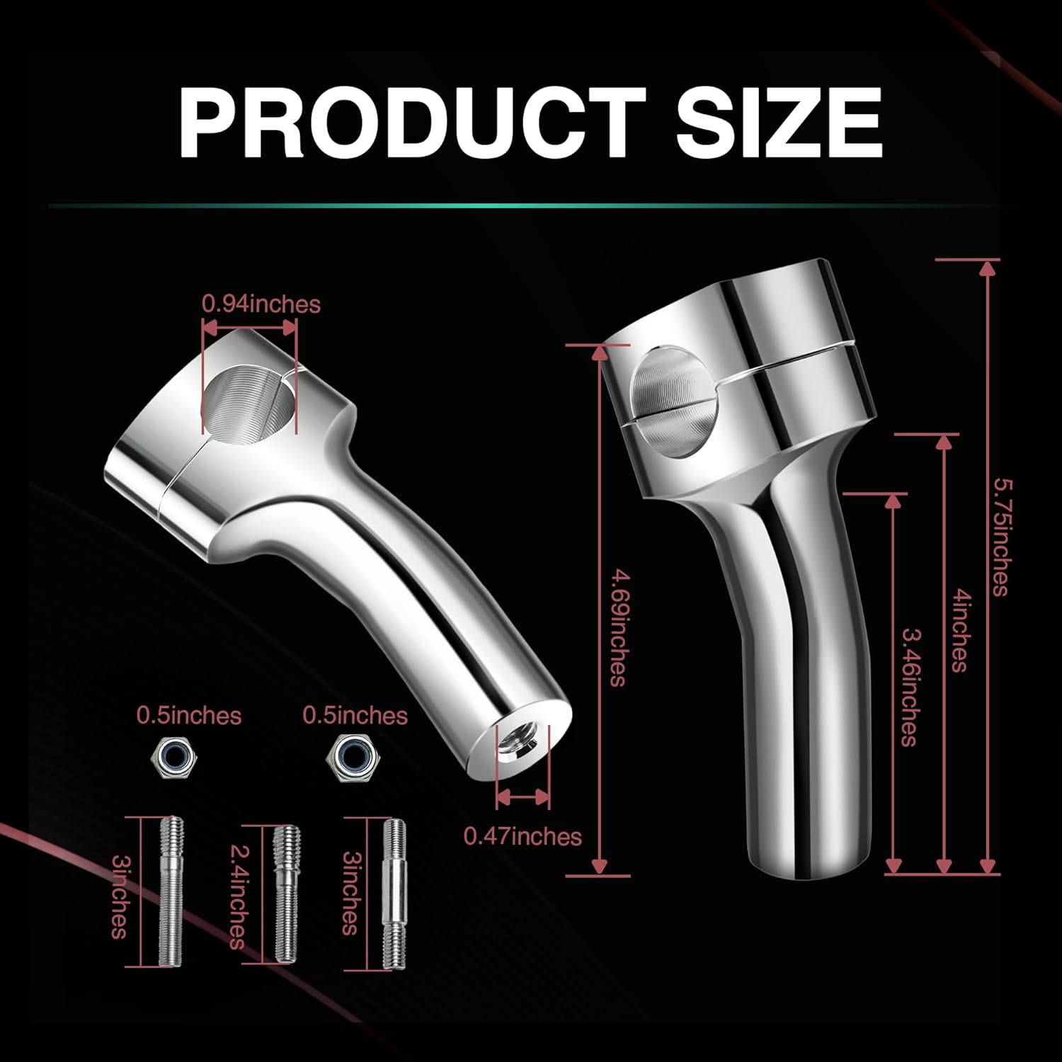 Motorcycle Handlebar Riser for Harley, One-Piece 4 inch Pullback Handlebar Risers Universal for 1 inch Handlebar Dyna Sportster 883 Softail Shadow 750 Vulcan 900 V-Star Bouledvard (Chrome)