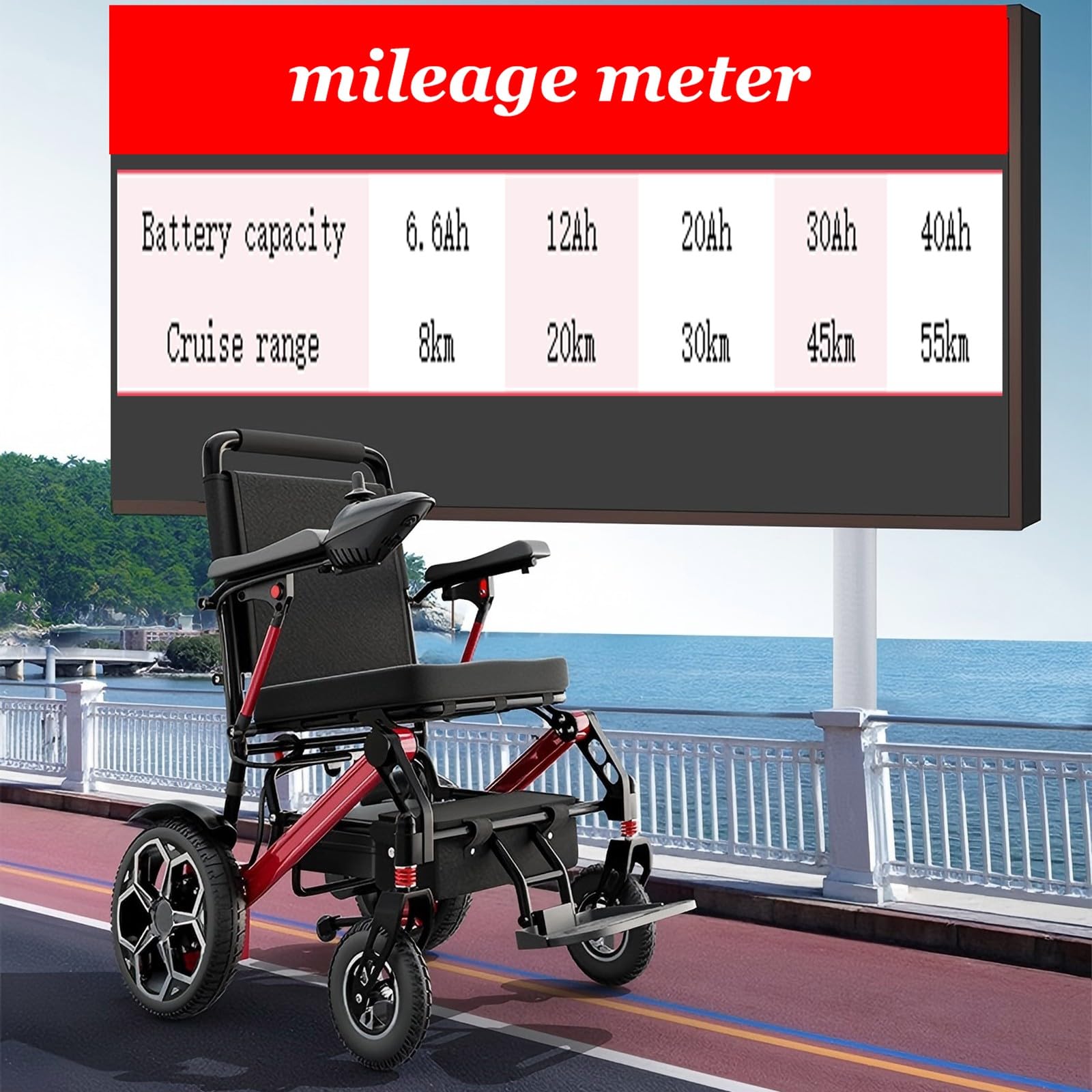 Sedia A Rotelle Elettrica Pieghevole,Sedia A Rotelle Elettrica,Sedia A Rotelle Motorizzata Portatile Per Adulti,Dotata Di Batteria Al Litio Rimovibile,Con Potente Motore Da 400 W 12ah