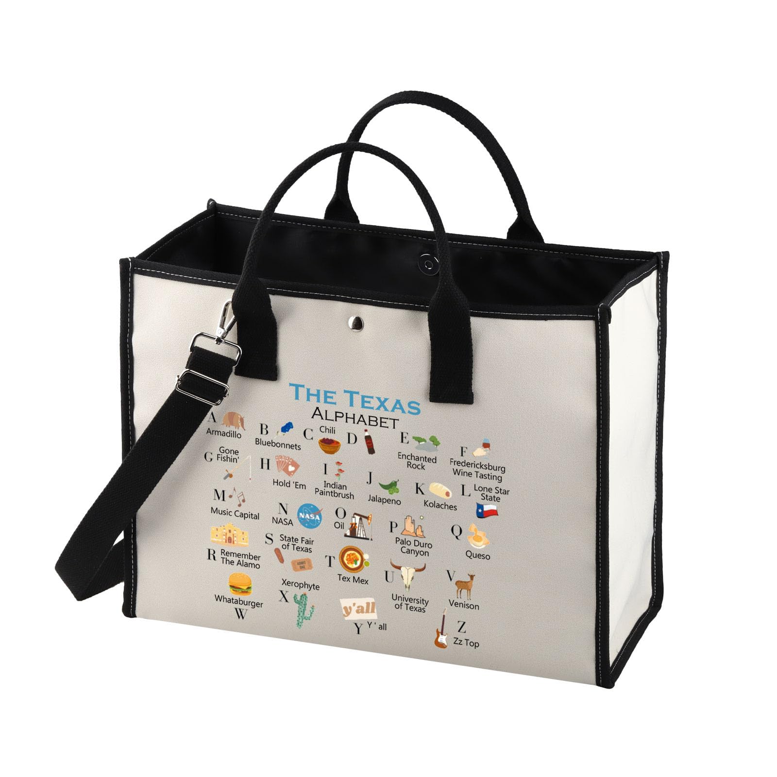 MNIGIU Texas Canvas Tote Bag Texas State Gift Texas Eco Tote Bag Reusable Bag Welcome Bag (TexasZhengTB)