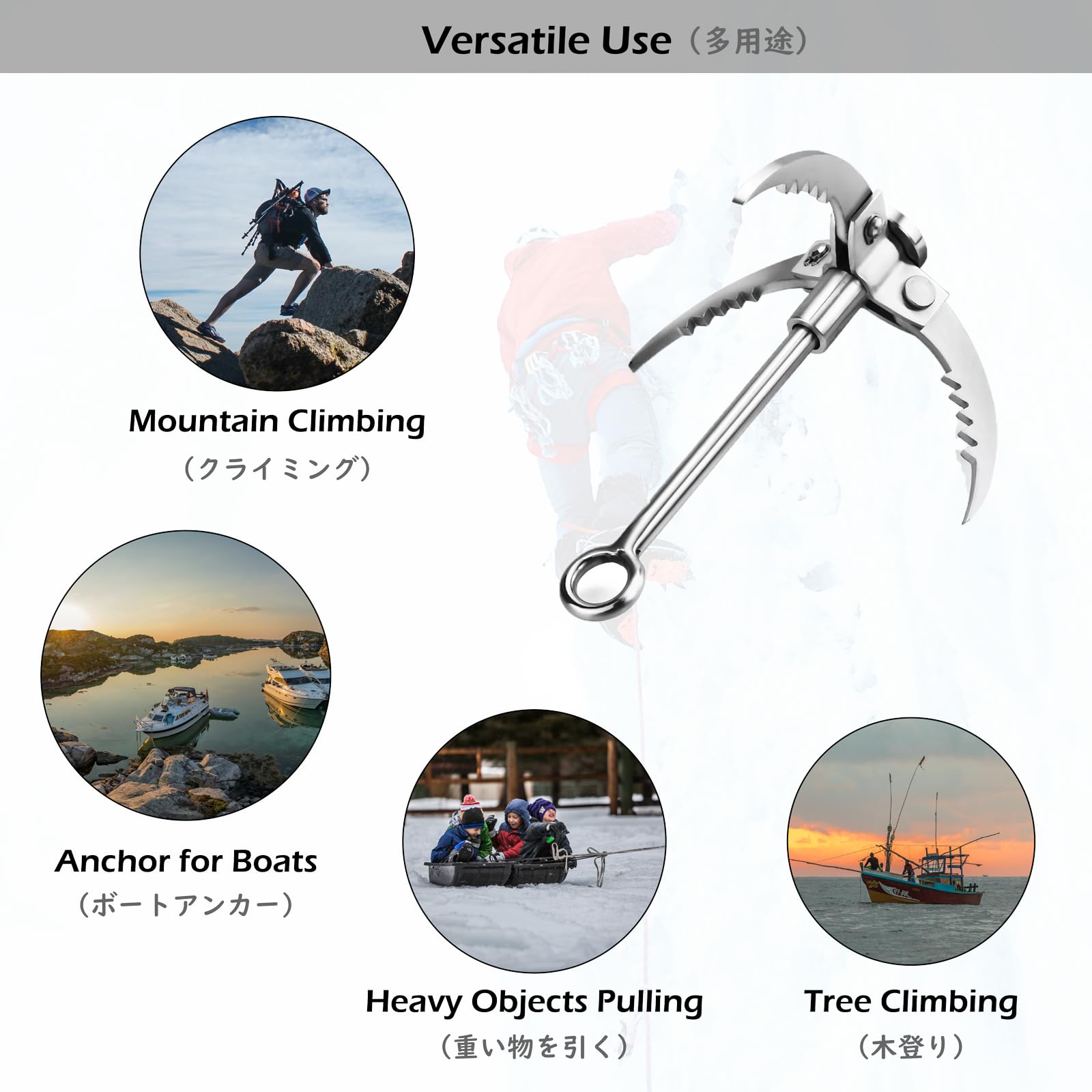 clamps to hook trees for anchors fishing TRIWONDER Grappling Gravity Rock Climbing Hooks Folding Claws Stainless Steel Anchor Climbing, Hiking, Tree Limb Removal (Silver spook fish Info on Abu 5000 Model:ML (7' 8-15lb) MPC: 154858