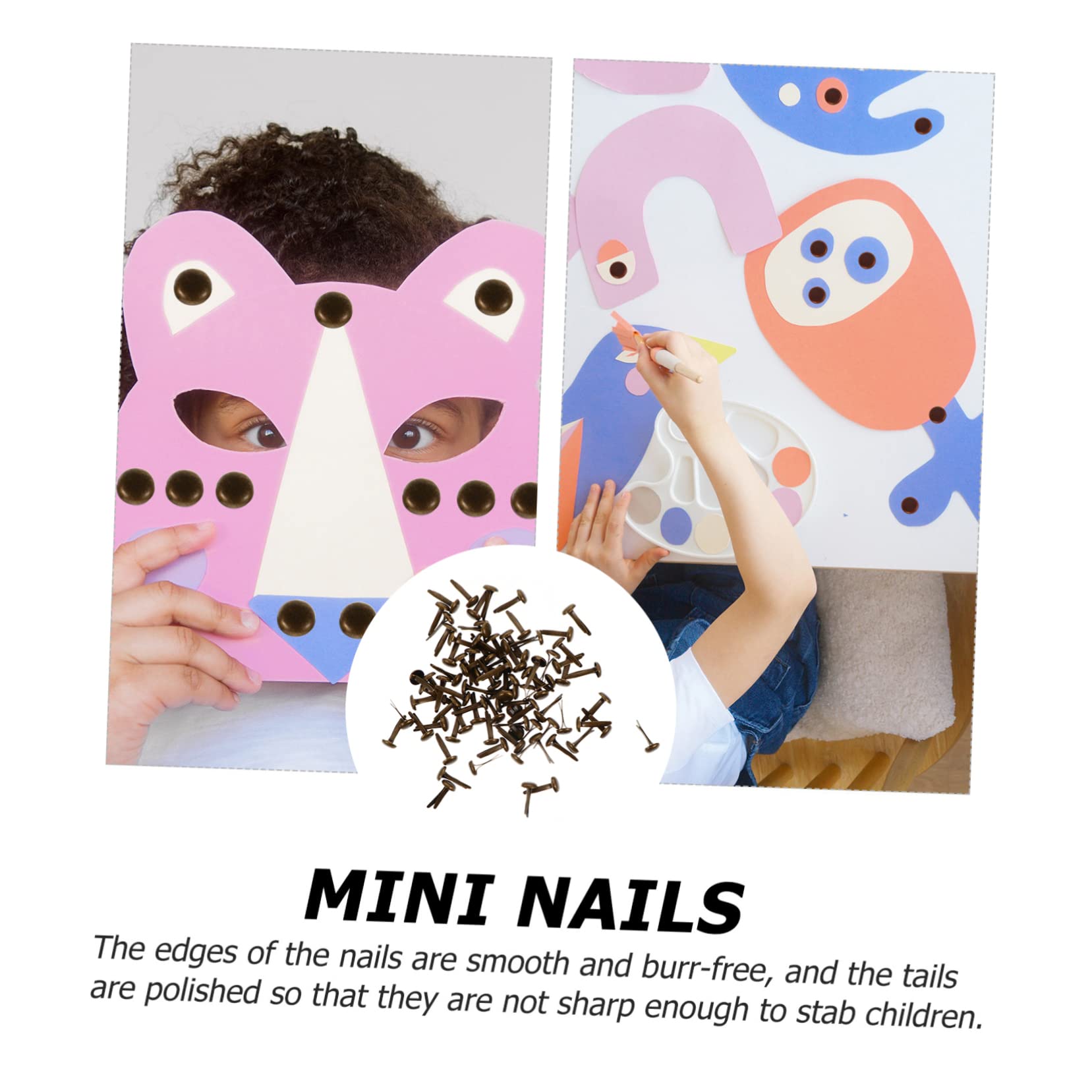 Homoyoyo Mini Paper Fastener 200pcs Two-Legged Nails Claw Nails Boys and Girls Handmade Brads