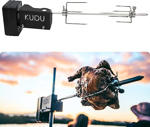 KUDU Kit de asador - Asador cuadrado de acero inoxidable con pilas para parrilla de carbón de 5/16 pulgadas