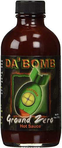 Da Bomb - Ground Zero - Salsa picante original 321900 Scovilles botella de 4 onzas fabricada en Estados Unidos con pimientos Habanero sin OMG sin