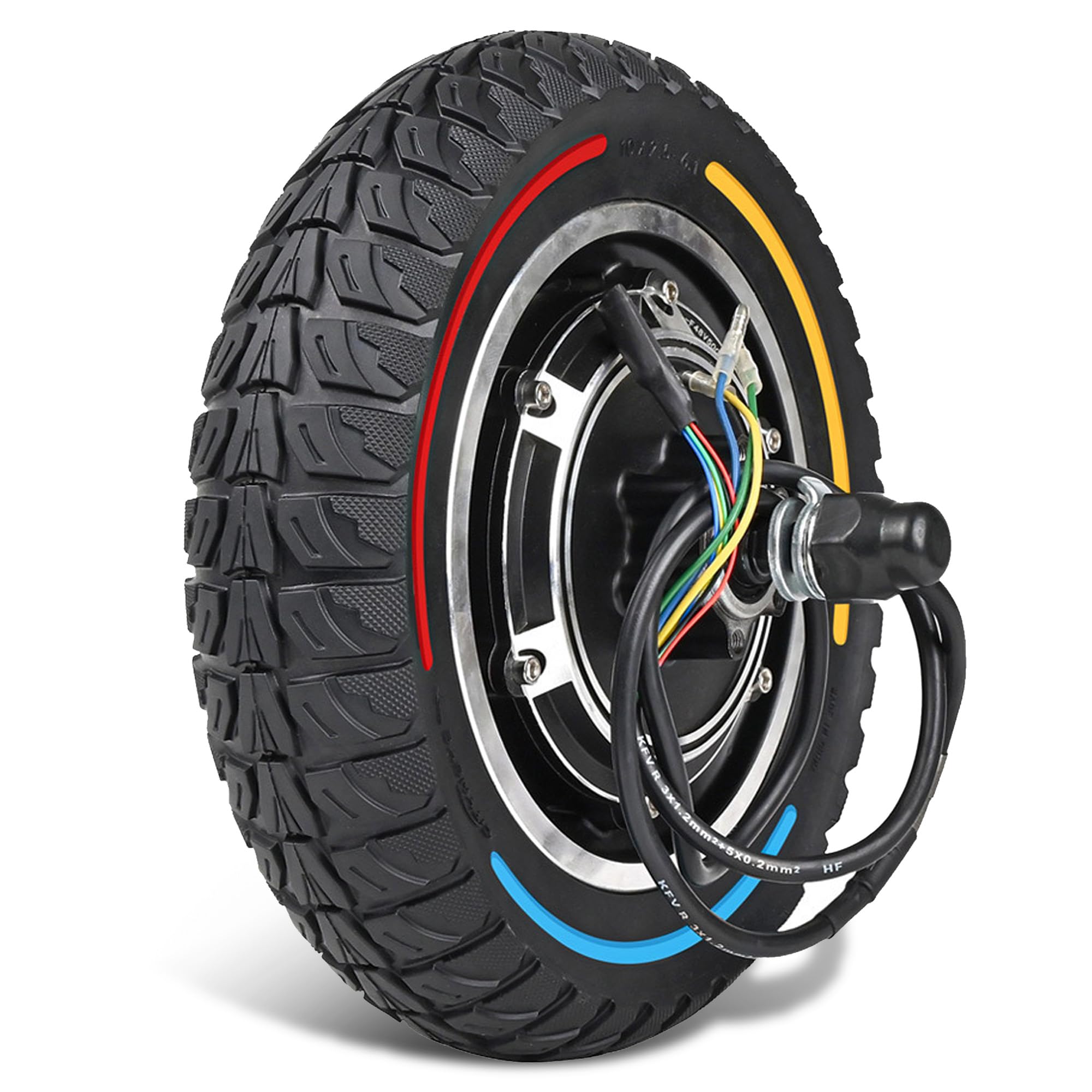 GLDYTIMES 10 Inch Scooter Hub Motor 48V 500W Hub Moter with Solid Off-road Tire 10x2.5-6.1 Tubeless Tire Fit for KUGOO M4 /M4 Pro Electric Scooter Tyre with Motor