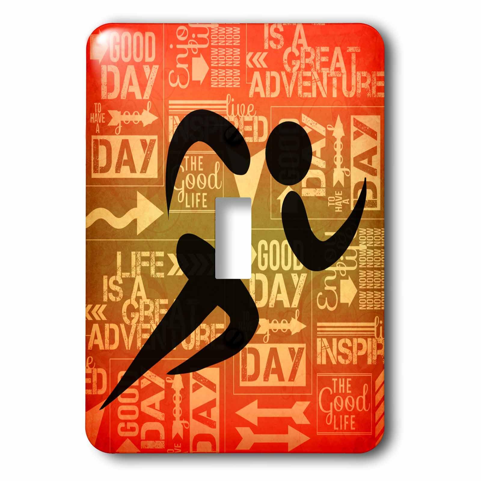 Interrupteur silhouette coureur marathon déco sport aventure sunset unique