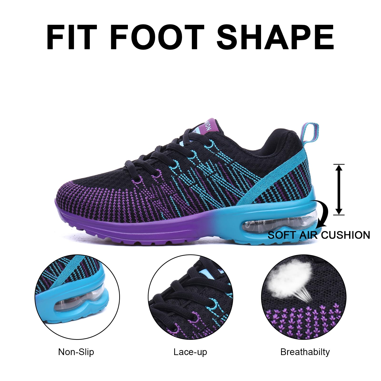 Hitmars Scarpe Running Donna Scarpe Ginnastica Corsa Sportive Sneakers Traspiranti Leggero Air Scarpe Camminata Fitness Jogging Casual all'Aperto Nero Grigio Rosso EU 36-42