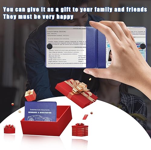 Miniatura 5 de Soporte para seguro de registro de automóvil, paquete de 2 organizadores esenciales de PVC para documentos de tarjetas de automóvil con cierre de