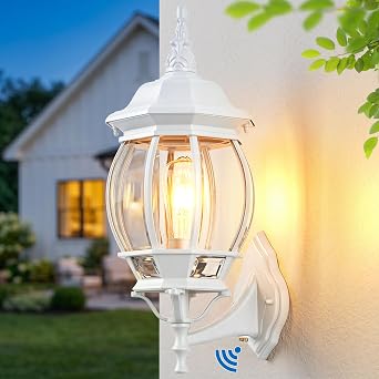 VIANIS Large White Porch Lights Outdoor Dusk to Dawn, Modern Outdoor Light Sconces Wall Mount for Garage, Anti-Rust Waterproof Exterior Wall Lantern, Outside Light Fixtures for House Front Door Coach