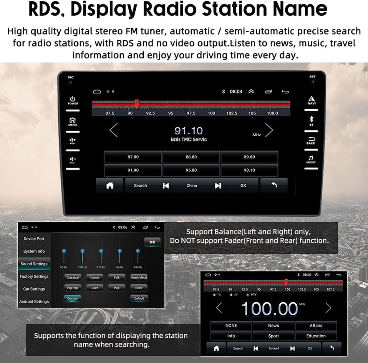 NC Android 9 Car Stereo Double Din 2+16G Car Radio 8 Inch Touch Screen Car Audio in Dash Head Unit Bluetooth GPS WiFi USB FM RDS Phone Mirror with DVR