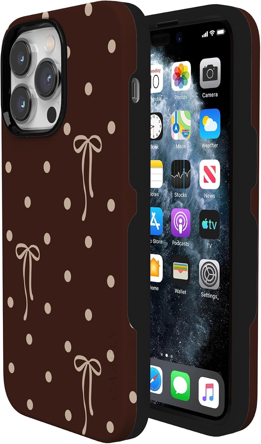 Casely iPhone 14 Pro Max Case | Teddy Bows | Brown Polka Dot | Bold Protective Design | MagSafe Compatible Design