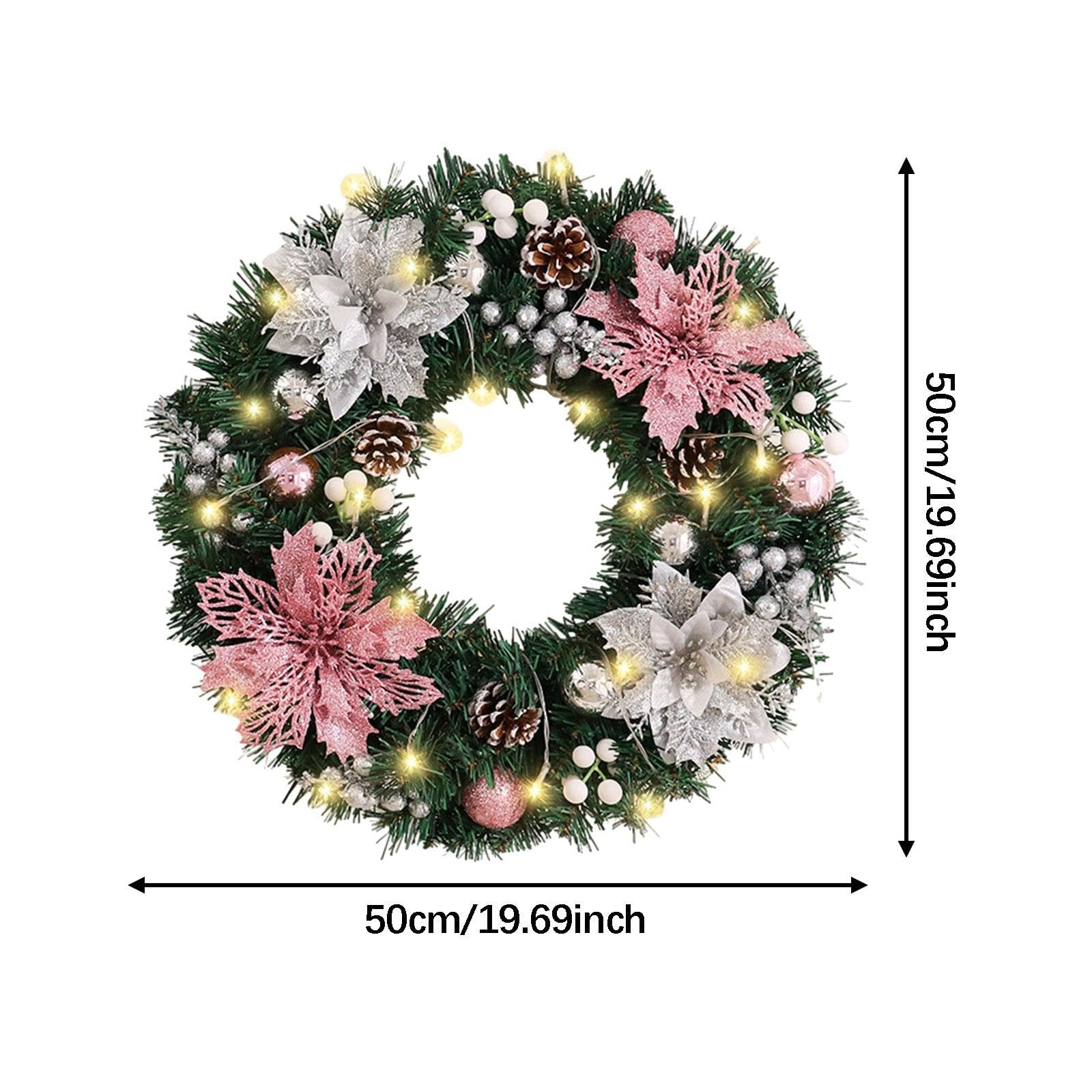 Couronne de Noël Lumineuse à Suspendre, Ornements de Fond pour Intérieur et Extérieur, Collection, Guirlande Artificielle, 50cm